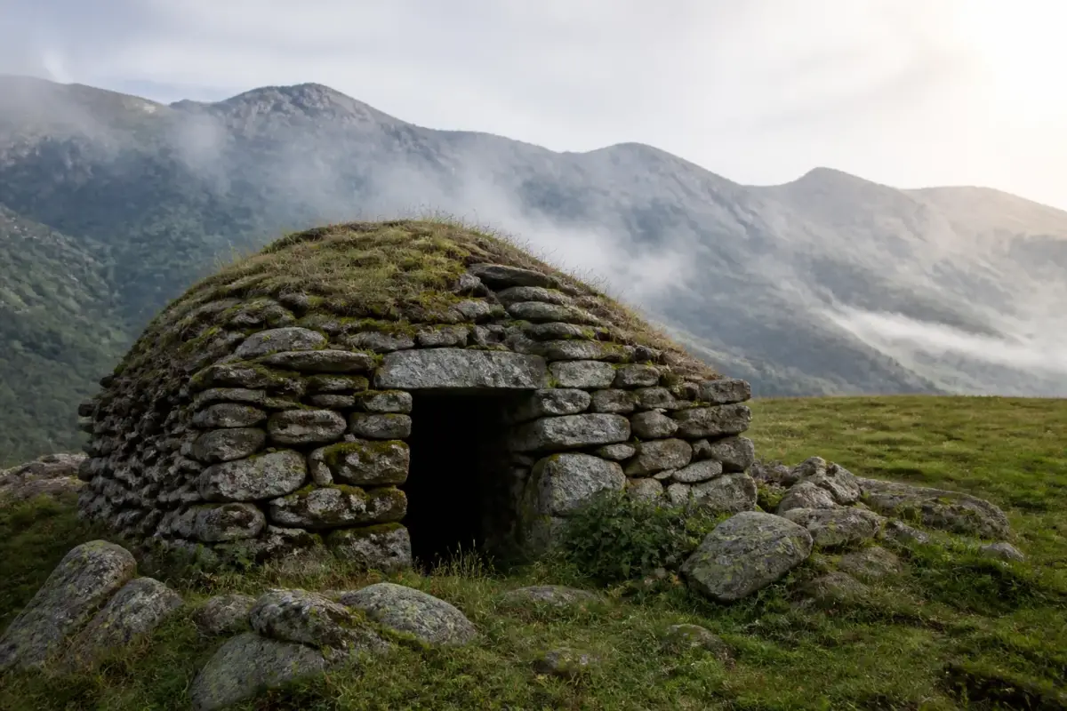 Un orri, cabane de berger en pierre sèche, sur une estive de l'Ariège.